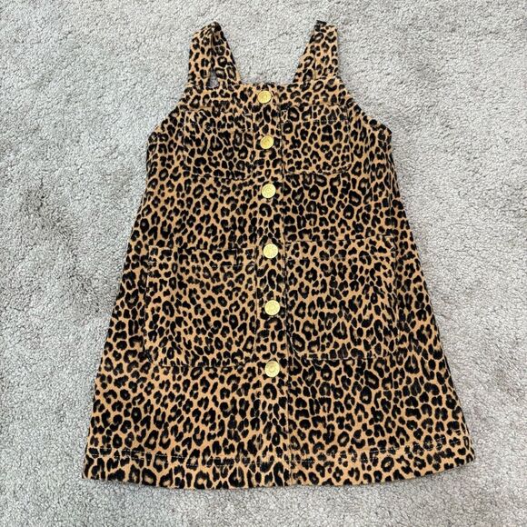 NWT J. Crew Crewcuts Girl’s Corduroy Leopard Button Front Dress Size 4 - Picture 3 of 11